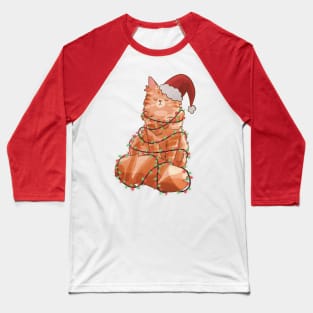 Wrapped in Christmas Lights - Red Maine Coon Baseball T-Shirt